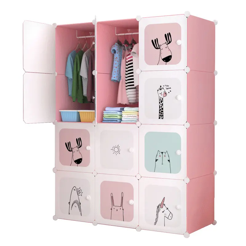 DIY Plastic Wardrobes Modern Wardrobe Children Portable Organizer Storage Cabinet Closet Kids' Cabinets
