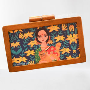 Customized Printed Lady Handbag Latest Evening Clutch Bag Traditional Wedding Use Modern PC Cork Material Lock Closure Cartoon - Product Image 3