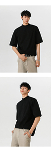 เสื้อยืดแขนสั้นผ้าไอซ์ซิลค์สำหรับผู้ชาย, เสื้อยืดผ้าฝ้ายแขนสั้นผ้าไอซ์ซิลค์ทันสมัยสำหรับฤดูร้อน - Product Image 5