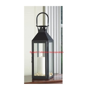 Candelabro alto moderno de metal negro y cristal con asa, candelabro decorativo festivo para decoración interior y exterior del Hogar - Product Image 1