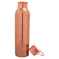 Nouvelle bouteille d'eau en cuivre écologique 100% pure et saine de 1000 ml avec couvercle alimentaire sûr, idéale pour le sport, les voyages et les bienfaits ayurvédiques