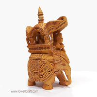 Tirelire Éléphant Ambabari en Bois Poli Écologique, Sculptée à la Main, Siège Royal Howdah Personnalisé pour Fixation Murale à Domicile