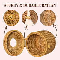 Boîte à mouchoirs en rotin, couvre-papier toilette, boîte de rangement artisanale, écologique, naturelle, décoration intérieure et extérieure, vente en gros du Vietnam