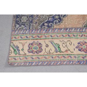 Alfombra, 2.3x3.6 pies, Alfombra Vintage, Alfombra Azul con Estampado Animal, Lana - Product Image 5