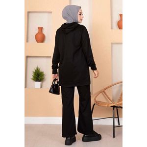 Conjunto de 2 piezas de dos hilos para mujer negro con elegante detalle de piedra - Product Image 2