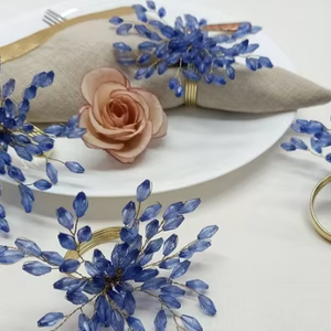 Lot de 4 ronds de serviette en perles bleues - Product Image 1