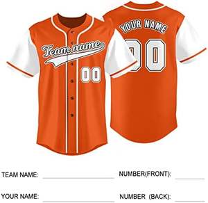 Maillot de baseball orange personnalisable-Uniforme de sport boutonné avec nom et numéro pour hommes et femmes à prix compétitif - Product Image 2