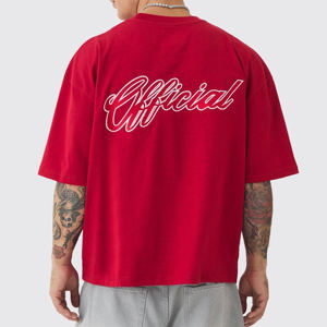 Logotipo personalizado Boxy Fit hombres Camiseta 100% algodón 280gsm Rib cuello redondo hombro caído camisetas de gran tamaño para hombres - Product Image 2