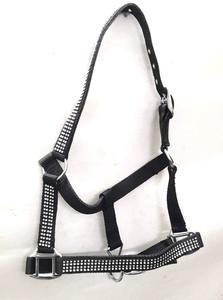 Vente en gros de harnais de course de chevaux de haute qualité, rênes en nylon rembourrées souples avec licous en PP imprimé rose noir vert - Product Image 2