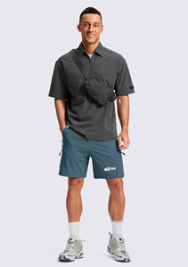 Shorts de sport d'été pour hommes, séchage rapide, double couche, respirant, shorts de course à pied, motif extensible, confort, taille élastique - Product Image 3