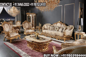 Juego de Sofás de 5 Plazas de Madera de Teca Blanca Real Estilo Italiano, Muebles de Sala de Estar Franceses para el Hogar - Product Image 2