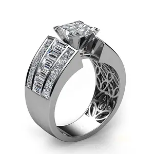 Channel Baguette Prong Set style Engagement Ring center is Princess shape Diamond Report by GIA J Color & VS1