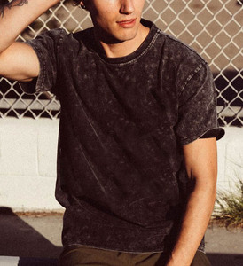 เสื้อยืดผู้ชายผ้าฝ้ายสไตล์อินเทรนด์สีทึบดีไซน์หลวมฟิตเนส - Product Image 5