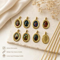 Ciondolo Collana Famiglia Sacra Personalizzato in Ottone Placcato Oro 18k con Immagine della Vergine Maria e Angelo - Ingrosso