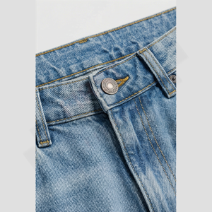 Jeans en denim respirant pour homme, design 2025, logo personnalisé, style droit, hiver automne, lavage à l'eau, bouton, lavable, tricoté en vrac - Product Image 4