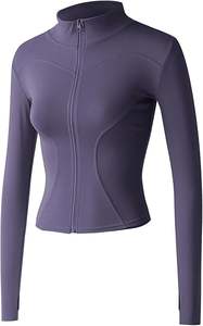 Veste de yoga à manches longues zippée pour femmes, haut de sport grande taille, respirant, séchage rapide, écologique, veste de course, vêtements de sport pour la salle de sport - Product Image 5
