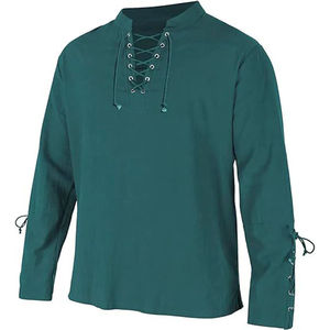 Chemises à manches longues pour hommes, style à lacets, col en V, style poignet, vêtements pour hommes, t-shirt à col en V pour hommes, t-shirt de haute qualité - Product Image 2