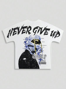 Camiseta de Corte Cuadrado Personalizada para Hombre, 100% Algodón/Poliéster, Transpirable, de Secado Rápido, con Impresión Digital, Estilo Urbano - Product Image 5