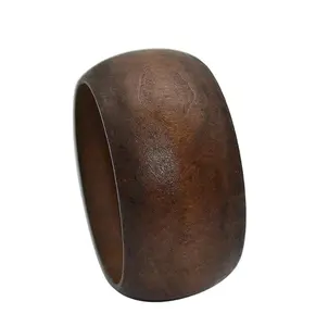 Handmade Wood Cuff Bracelet Natural Wooden Large Bangles Round DIY Natural Wooden Chunky Bracelet Simple Engraved Geometric
