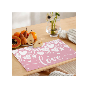 Tapis de table en coton flammé imprimé rose et bleu 13x19 pouces certifié GOTS brodé léger 160 GSM OEM disponible Panipat - Product Image 4