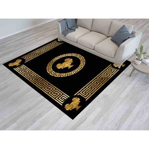 Tapis à motif grec : motif géométrique noir et or, décoration moderne pour la maison, tapis à poils doux - Product Image 5