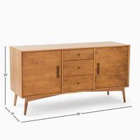 Buffet en bois couleur naturelle style Mid-Century Modern pour salon, maison, hôtel, appartement, bureau, salle de bain, supermarché, villa