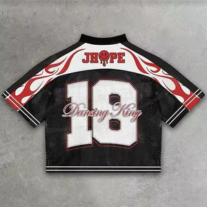 2025 ropa deportiva de gran tamaño personalizada algodón malla cuello redondo fútbol Jersey Hombres estilo superior serigrafía Boxy Jersey adultos práctica - Product Image 4