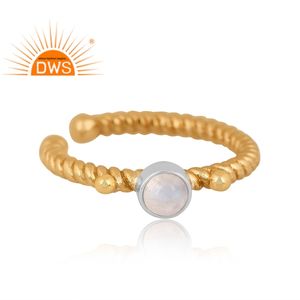 Último diseño hecho a mano 18K chapado en oro Natural Arco Iris Luna piedra preciosa oreja brazalete pendiente Demi joyería fina fabricante - Product Image 2