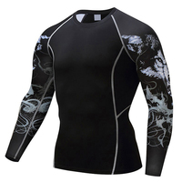 Vente en gros de T-shirts de compression athlétiques à manches longues pour hommes, anti-humidité, séchage rapide, pour la gym, l'entraînement, la course et la protection sportive