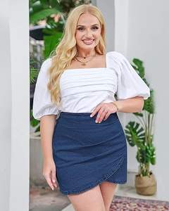 Hot Sale Custom Design Pleated Casual Denim <b>Skirts</b> Customized Breathable Cotton New Style Best Price <b>Knee</b>-<b>Length</b> <b>for</b> <b>Women</b> - Product Image 1