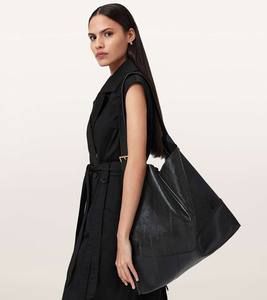 Sac fourre-tout en cuir véritable noir pour femme, grand sac hobo décontracté, bandoulière large réglable, sac à main minimaliste, fermeture éclair - Product Image 5