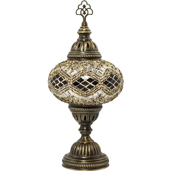 Turkish Handmade for Stained Glass Mosaic Electric Lamp LED Light Multicolored Bronze Desk Lampshade for Bedroom Table