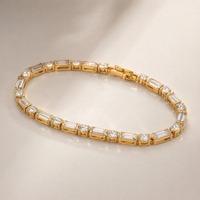 Bracelet tennis en diamant de laboratoire de forme fantaisie, or jaune 14K 18K, tailles mixtes, bijoux fins personnalisés, OEM ODM, vente en gros