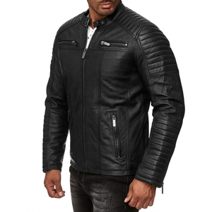 Veste en cuir véritable unisexe, vêtements d'extérieur pour moto, mode classique, vêtements chauds pour l'hiver, vente en gros personnalisée et élégante - Product Image 2