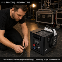 1500W DMX512 Vertikale Nebelmaschine 15 RGB LED Flammensäule 5-7m Aufwärtsstrahl Kompakt DMX Fernbedienung Kabellos für Bühne DJ Hochzeit