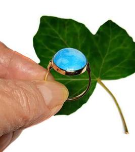 Anillo Unisex Vintage con Cierre, Plata de Ley Chapada en Oro, Piedra Larimar de Forma Mixta de 8x10 mm, Certificado IGI, Engaste de Bisel, Venta al por Mayor - Product Image 4