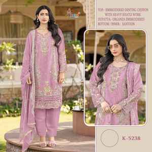 Occasion Wear mousseline de soie lourde avec broderie Salwar costume femme fabricant de mode de l'Inde au taux le plus bas - Product Image 5