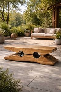 ม้านั่งประติมากรรมไม้เอล์มแท้ทำมือรูปทรง "ที่หนีบผ้า" สำหรับตกแต่งล็อบบี้โรงแรม ร้านอาหาร และภายในบ้านหรู - Product Image 3