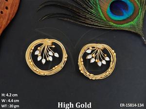 Superbes boucles d'oreilles Fusion de créateur à l'or poli - Product Image 2