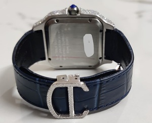 Reloj de Pulsera Personalizado Cuadrado de Acero Inoxidable para Hombre con Corte de Moissanita y Diamante, Estilo Hip Hop, Vidrio Analógico Único y Correa de Piel a la Moda - Product Image 5