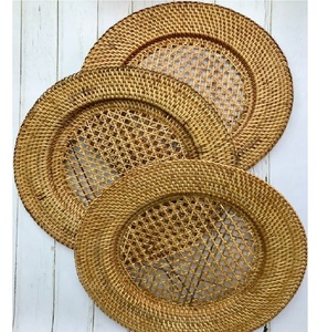 Wholesale Round Rattan Woven <b>Placemat</b> Wicker <b>Bamboo</b> Tableware Embroidered Wedding Handwoven 2025 Affordable Rattan <b>Placemat</b> - Product Image 1