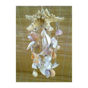 Carillon à vin SeaShell avec coquillages polis et base en bois artisanal idéal pour la décoration de patio extérieur du Vietnam - Product Image 2