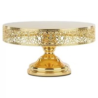Support de service décoratif en métal doré à trois niveaux, écologique, fait main, personnalisable, pour gâteaux et pâtisseries, idéal pour mariages et anniversaires