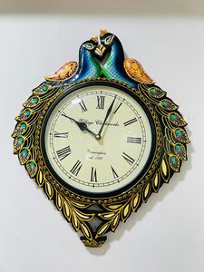 Reloj de Pared Decorativo de Madera Hecho a Mano con Diseño de Pavo Real Art Deco, Funciona con Batería de Cuarzo - Product Image 2