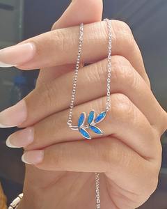 Joyería fina, colgante de hoja de ópalo azul Chapado en plata de ley 925, collar de alta calidad para ropa de playa - Product Image 3