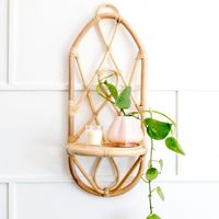 Étagère murale multifonction en rotin de style vintage moderne du milieu du siècle pour la cuisine, la chambre, le salon, la salle de bain, le rangement des vêtements