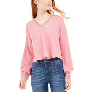 Top Termico Rosa Taglia X-Small per Ragazze Topson con Bordo in Pizzo Lavorato a Maglia per Donna - Product Image 1