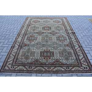 Alfombra turca Vintage de área grande de 6,7x9,7 pies, Material de lana marrón Beige clásico, retales rectangulares de látex para pasillo de dormitorio - Product Image 1