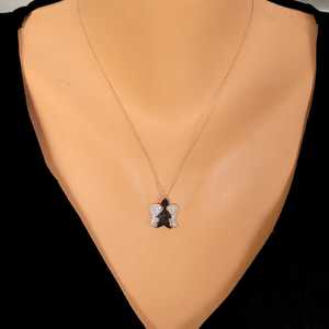 Colgante de Ángel de Plata de Ley 925 con Piedra Blanca, Diseño Clásico de Alas, Bañado en Rodio, Turquesa, Diamante, Perla, Cadenas de Compromiso - Product Image 4