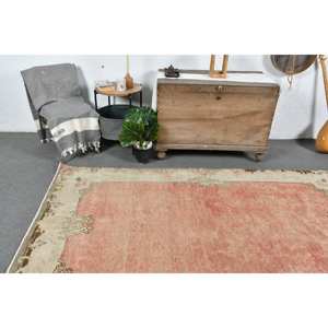 Vintage 4.8ft X 8.1ft Turc Oriental Tapis Beige Rose Classique Patchwork Conception Laine Matériel Latex pour Exposition Décor À La Maison - Product Image 2